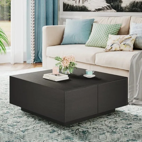 Bella Natural Wood Coffee Table - 4 drawers