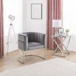 Arelia Modern Armchair – Natural Wood with Soft Fabric & Metal Legs