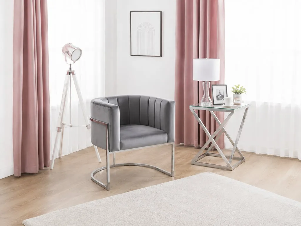 Arelia Modern Armchair – Natural Wood with Soft Fabric & Metal Legs