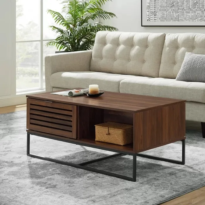 Trevo Wood and Metal Coffee Table with Storage
