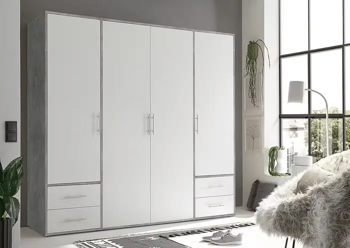 Provalo three-door wardrobe with four drawers Natural wood