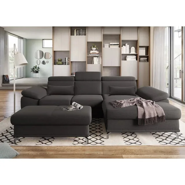 Picano L-Shaped Sectional – Natural Wood Base