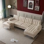 Guevara U-Shaped 3-Piece Sectional – Natural Wood Base