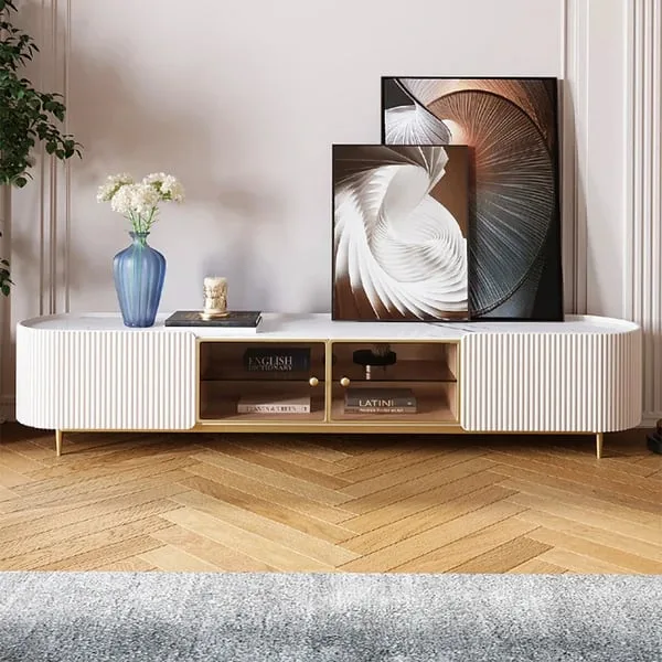 Palley Modern Oval TV Stand - Natural wood