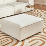Luvo Ottoman – Square Plush Design with Natural Wood Frame