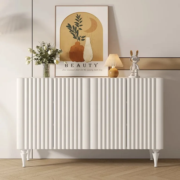 Loraya Natural Wood Sideboard – Classic Silhouette with Sculpted Texture