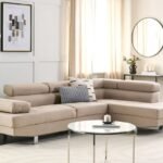 Norrea Corner Sofa – Natural Wood Frame with Adjustable Headrests