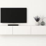 Ozge Natural Wood TV Stand – Floating Design with Hidden Storage