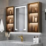 Zedak – LED Bathroom Mirror Cabinet with Natural Wood & Storage
