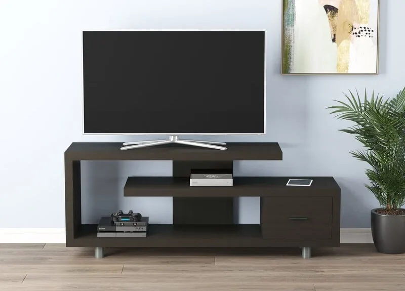 Vesper – Wood TV Stand with Glass Shelves