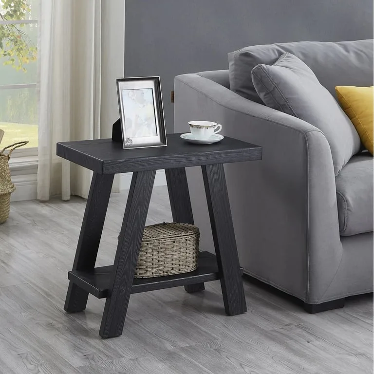 Aveline Side Table – Natural Wood with Shelf