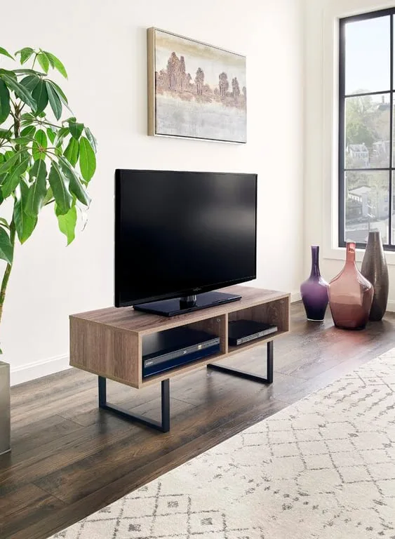 Almanz Natural Wood TV Stand – Modern Unit
