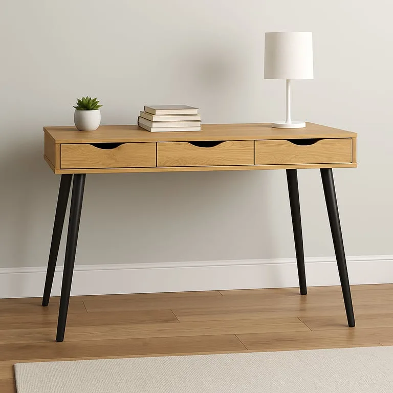 Astro – Modern Desk with Three Drawers Natural Wood
