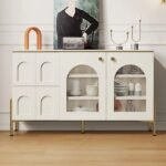 Credenza Sideboard Natural wood with Metal legs