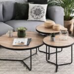 Alice Nesting Coffee Tables – Natural Wood & Metal Set of 3
