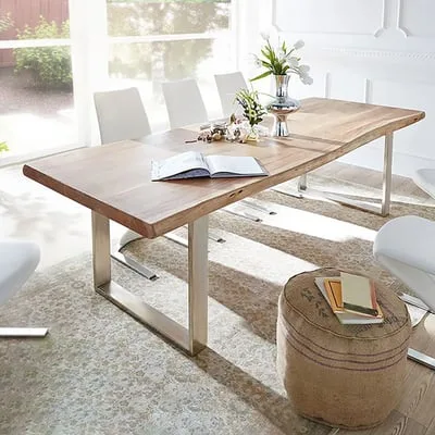 Igloo Dining table - Natural wood with Metal