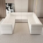 Sorella U-Shaped 8-Seater Modular Sofa – Natural Wood Base