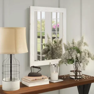 Samara hanging bathroom mirror with a wooden frame - Image 2