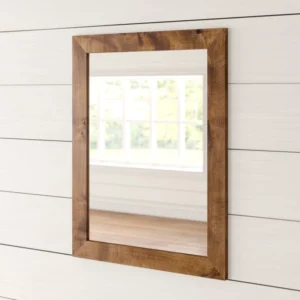 Samara hanging bathroom mirror with a wooden frame - Image 11