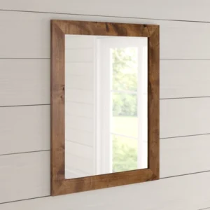 Samara hanging bathroom mirror with a wooden frame - Image 12