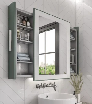 Alba Illuminated Mirror with Moving Back Storage Unit - Image 5