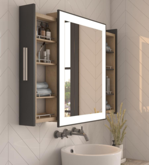 Alba Illuminated Mirror with Moving Back Storage Unit - Image 11