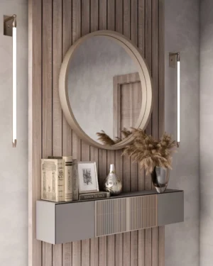 Multi-functional natural wood circular mirror - Image 3