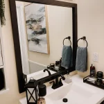 Tiba rectangular wall mirror with brown frame