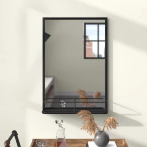 Davis rectangular wall mirror with metal frame - Image 3