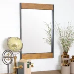 Bell metal wooden wall mirror