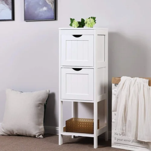 Multifunctional wooden storage cabinet with 2 drawers