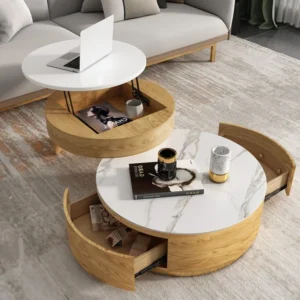 Doba coffee table made of natural wood and drawers - Image 4