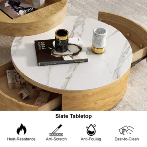 Doba coffee table made of natural wood and drawers - Image 7
