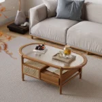 Wood and glass coffee tables with 4 drawers