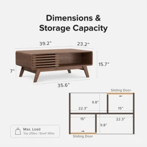 Setza Rectangular Coffee Table with Cabinet - Image 6