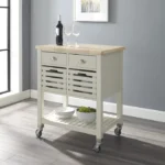 Deway Natural Wood Kitchen Cart