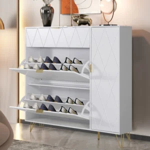 Crevy modern natural wood shoe rack - Image 13