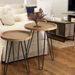 Modern side table, natural wood, Harve, two pieces