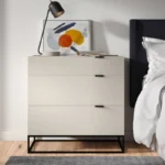 Wooden drawer unit with metal base
