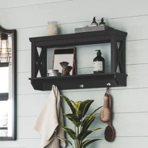 Scott Wooden Hanging Shelf with Hooks