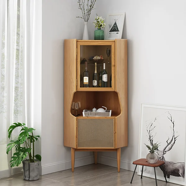 خزانة بار ببابين مع مقصورة ورف Two-door bar cabinet with compartment and shelf - Image 1