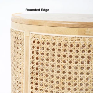 Haki natural wood side table with rattan - Image 5