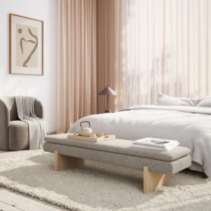 Lamoda upholstered chair in natural wood with a 360-degree rotating base - Image 3