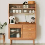 Lenka natural wood buffet with drawers and shelves
