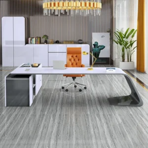 Sarp L letter white desk - Image 2