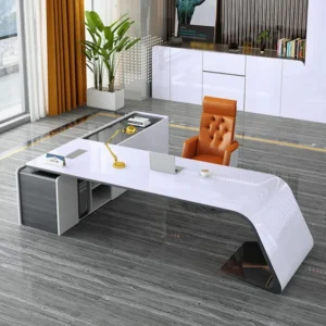 Sarp L letter white desk - Image 5