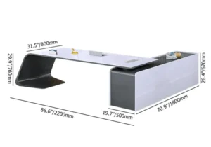 Sarp L letter white desk - Image 7