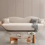 غلارا أريكة من الخشب بقماش فلانل بتصميم فني