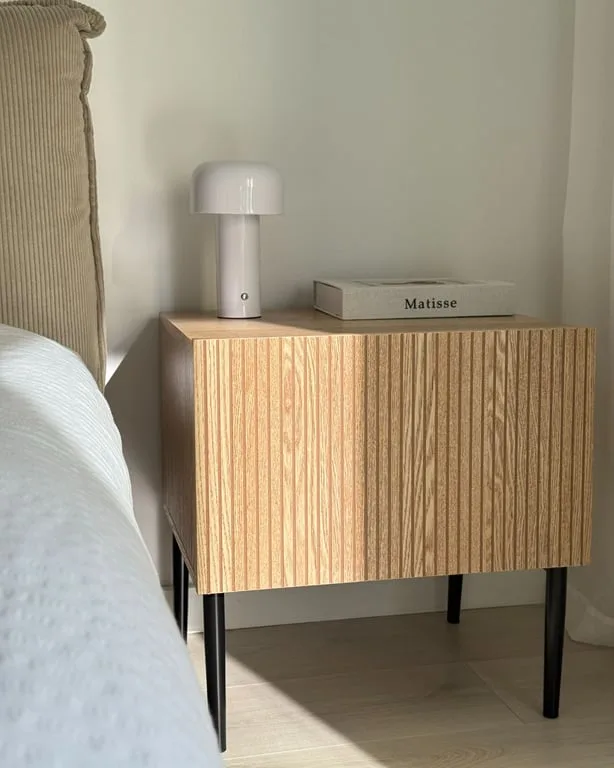 Orlane – Natural Wood Bedside Table with Modern Design