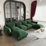 سيرينا – كنبة ركنية على شكل حرف يو ٦ مقاعد تصميم مرن –خشب طبيعي